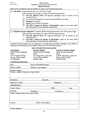 Illinois DCFS Referral Form 912