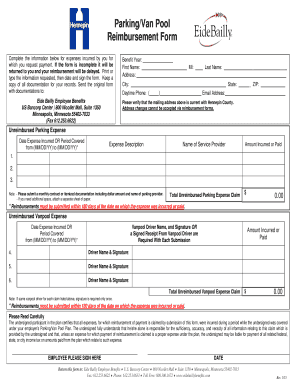 Parking/Van Pool Reimbursement Form