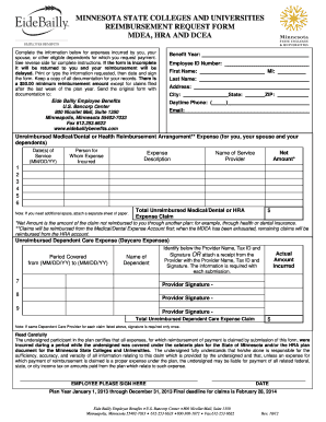 Minnesota State Colleges and Universities Reimbursement Request Form