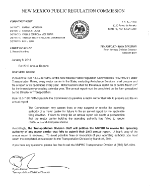 New Mexico Motor Carrier Annual Report