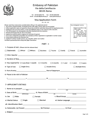 Pakistan Visa Application Form