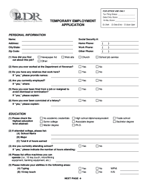 Temporary Employment Application