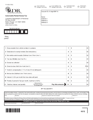Louisiana Automobile Rental Excise Tax Form