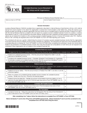 Louisiana Unrelated Business Income Worksheet