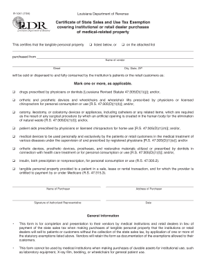 Louisiana Sales Tax Exemption Certificate