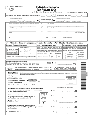 North Carolina D-400 Tax Form 2006