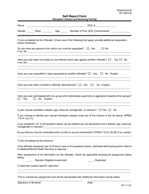 Offender Self Report Form