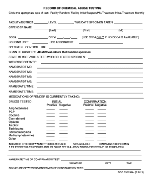Record of Chemical Abuse Testing