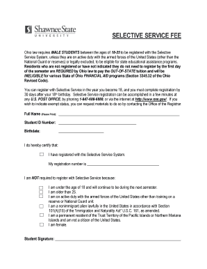 Ohio Selective Service Fee Form