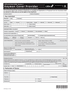 Keyman Cover Provider Application Form