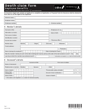 Death Claim Form
