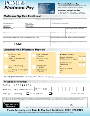 Platinum Pay Card Enrollment Form