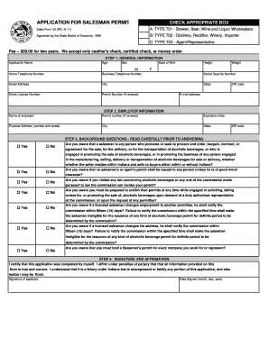 Indiana Salesman Permit Application