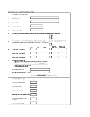 USC Purchasing Card Transmittal Form