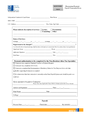 Honorarium Payment Payroll Transmittal Form