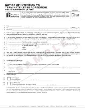 Notice of Intent to Terminate Lease Agreement