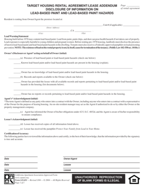 California Lead-Based Paint Disclosure Form