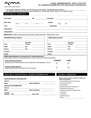 ACMA Membership Application