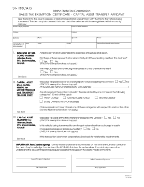 fillable online st 133cats idaho state tax commission sales tax idaho sales tax exemption form st 101