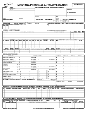 Montana Personal Auto Insurance Application
