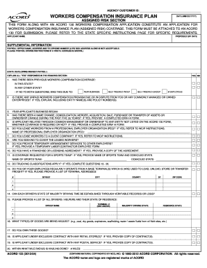 Fillable Online AGENCY CUSTOMER ID: WORKERS COMPENSATION INSURANCE PLAN ...