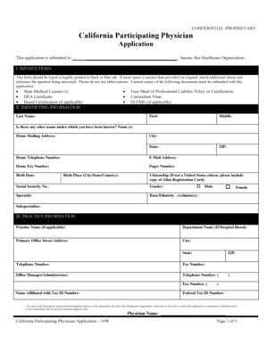 California Participating Physician Application