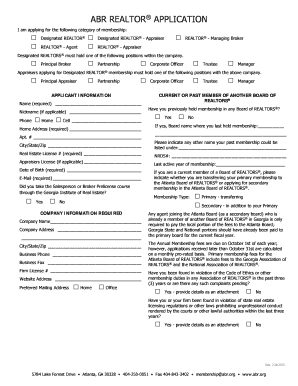 Atlanta Board of REALTORS Membership Application