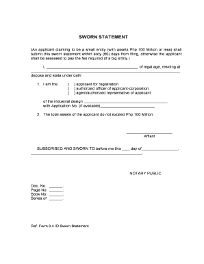 Sworn Statement for Small Entity Industrial Design Registration