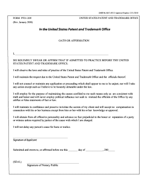 US Patent and Trademark Office Oath or Affirmation