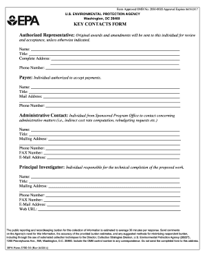 EPA Key Contacts Form