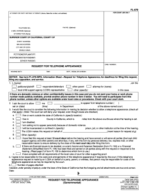 California Request for Telephone Appearance