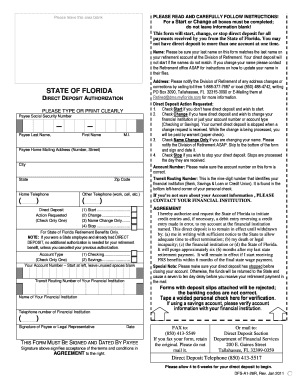 Florida Direct Deposit Authorization Form