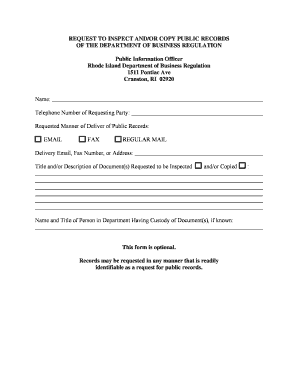 Rhode Island Public Records Request Form