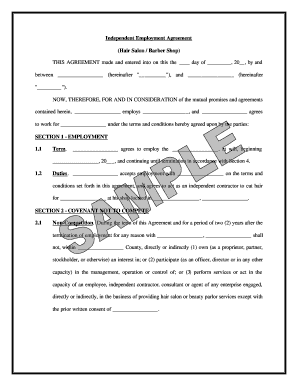 Independent Employment Agreement - LaborLawCentercom