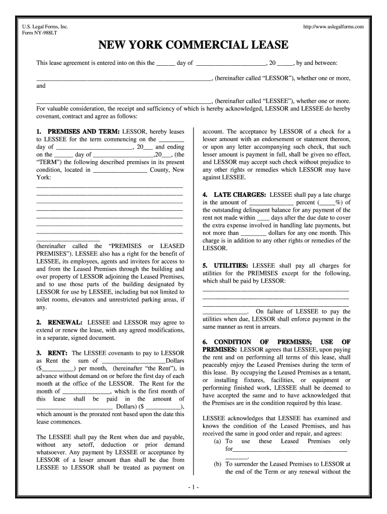 NEW YORK COMMERCIAL LEASE - s3amazonawscom Preview on Page 1