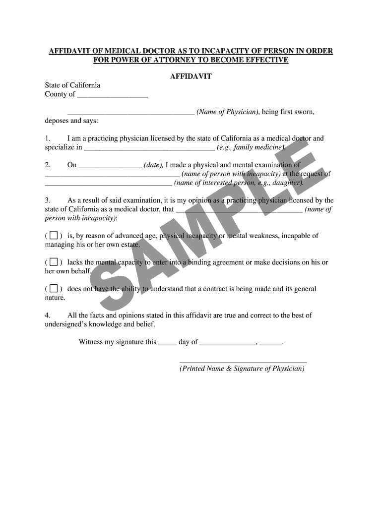 Physicians Determination Of Incapacity Form - Fill Online, Printable, Fillable, Blank | Pdffiller