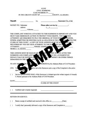 Civil Summons Alabama