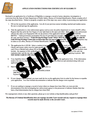 Utah Certificate of Eligibility Application