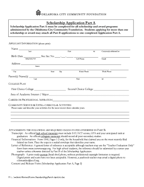 Scholarship Application Part A