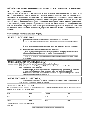 Lead-Based Paint Disclosure Form