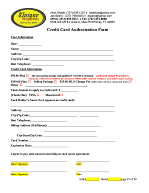 Credit Card Authorization Form