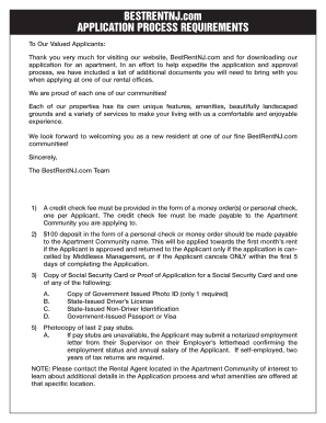 New Jersey Apartment Application Form