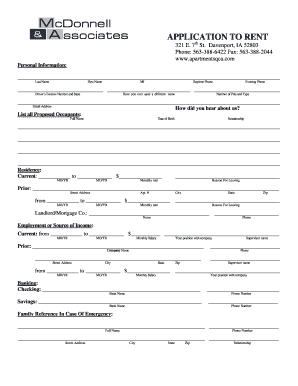 Iowa Rental Application Form