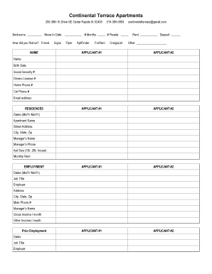 Residential Rental Application Form