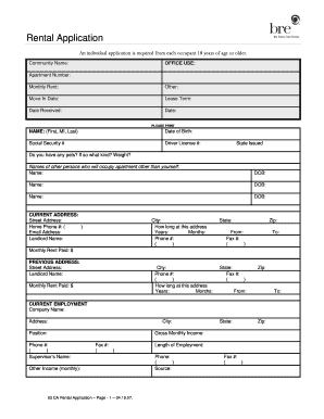 California Rental Application Form