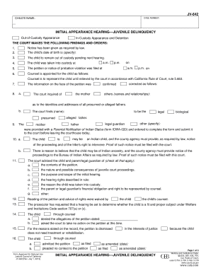 Initial Appearance Hearing—Juvenile Delinquency