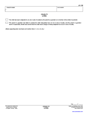 California Child Cruelty Form JV-128