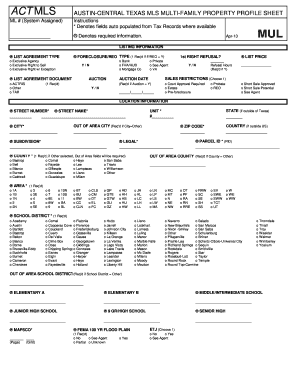 Fillable Online Multi Family Property Profile - ABoR.com Fax Email ...