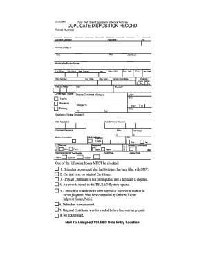 New York Duplicate Disposition Record
