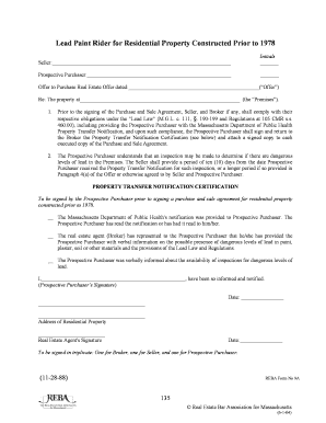 Lead Paint Rider for Residential Property